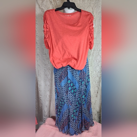 Ruby Rd. Navy Blue Coral Print Maxi Skirt NWOT - Picture 7 of 8